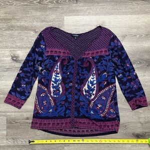 Lucky Brand Size Small Purple and Blue Bojo Paisley Shirt